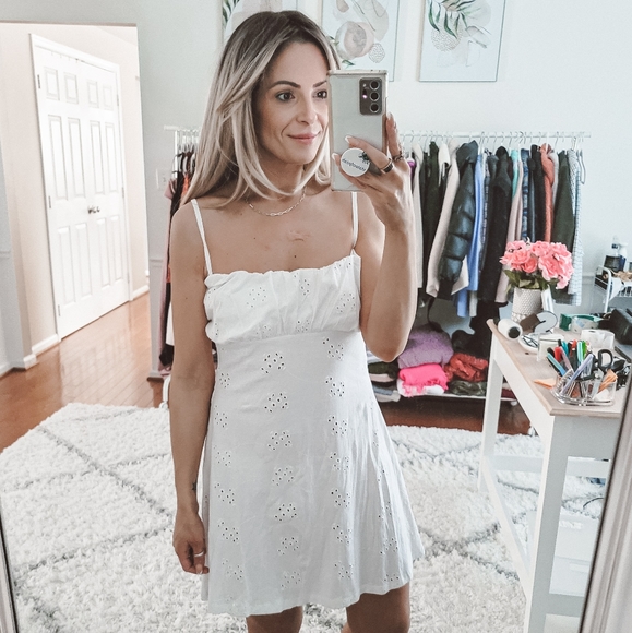 Asos design white eyelet mini dress
